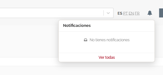 Panel de notificaciones en el header de Bia360